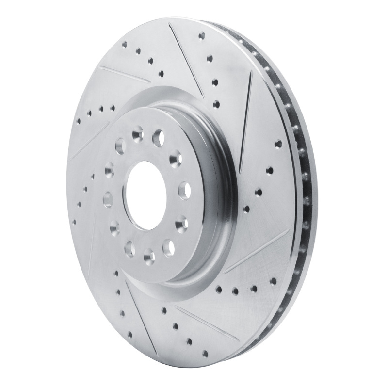 Buick Enclave Brake Rotor (1) - Front Right - R1 Concepts - Drilled & Slotted - Silver - `17-`25